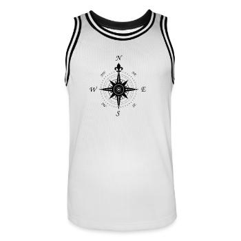Windrose - Kompass - retro - Männer Basketball-Trikot - Weiß/Schwarz - Vorne - AI Model Male 185 dark (185cm)