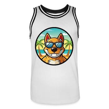 Cordoba Kampfhund Rasse Cartoon Sonnenbrille Strand - Männer Basketball-Trikot - Weiß/Schwarz - Vorne - AI Model Male 185 dark (185cm)