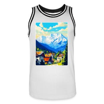 Zakopane Polen Vintage Reiseplakat Souvenir WPA - Männer Basketball-Trikot - Weiß/Schwarz - Vorne - AI Model Male 185 dark (185cm)