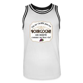 Bourgogne: Mûrir comme un bon vin - Maillot de basket Homme - blanc/noir - Devant - AI Model Male 185 dark (185cm)