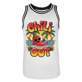 Chili Out - Men's Basketball Jersey - white/black - Front - AI Model Male 185 dark (185cm)