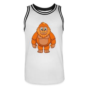 Big Foot Niedliche Maskottchen Zeichentrickfigur Kawaii - Männer Basketball-Trikot - Weiß/Schwarz - Vorne - AI Model Male 185 dark (185cm)