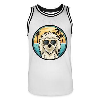 Komondor Hunderasse Cartoon Sonnenbrille Strand - Männer Basketball-Trikot - Weiß/Schwarz - Vorne - AI Model Male 185 dark (185cm)