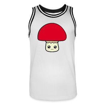 Champignon Kawaii Kawaii Chibi Nourriture Kawaii - Maillot de basket Homme - blanc/noir - Devant - AI Model Male 185 dark (185cm)