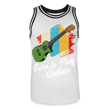 Né pour jouer de la guitare - Maillot de basket Homme - blanc/noir - Devant - AI Model Male 185 dark (185cm)