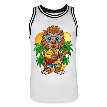 Lustige Pavian Cartoon Sommer Strand Sonnenbrille - Männer Basketball-Trikot - Weiß/Schwarz - Vorne - AI Model Male 185 dark (185cm)
