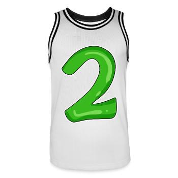 Numéro 2 vert - Maillot de basket Homme - blanc/noir - Devant - AI Model Male 185 dark (185cm)