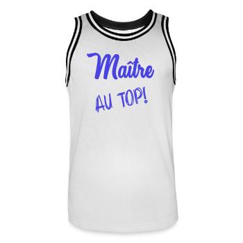 MEISTER. MEISTER. HUMOR - Männer Basketball-Trikot - Weiß/Schwarz - Vorne - AI Model Male 185 dark (185cm)