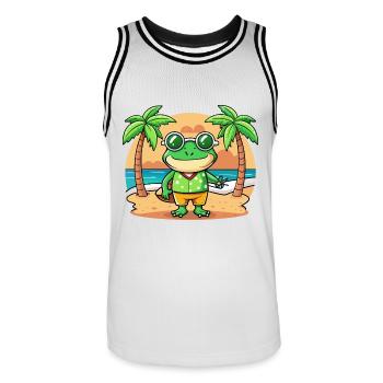 Frog Funny Cartoon Summer Beach Sunglasses - Men's Basketball Jersey - white/black - Front - AI Model Male 185 dark (185cm)