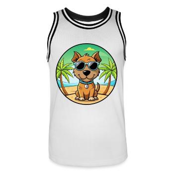 Teddy Roosevelt Terrier Race Chien Dessin Animé Plage - Maillot de basket Homme - blanc/noir - Devant - AI Model Male 185 dark (185cm)