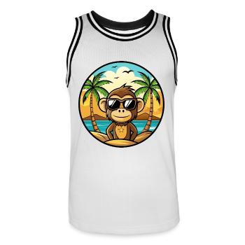 Affe Lustige Cartoon Sommer Strand Sonnenbrille Cool - Männer Basketball-Trikot - Weiß/Schwarz - Vorne - AI Model Male 185 dark (185cm)