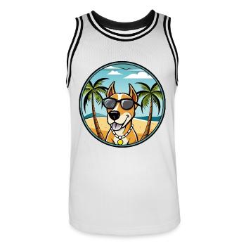 Transsilvanischer Windhund Rasse Cartoon Sonnenbrille - Männer Basketball-Trikot - Weiß/Schwarz - Vorne - AI Model Male 185 dark (185cm)