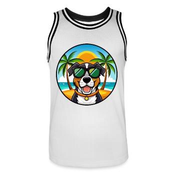 Großer Schweizer Sennenhund Rasse Cartoon Beach - Männer Basketball-Trikot - Weiß/Schwarz - Vorne - AI Model Male 185 dark (185cm)