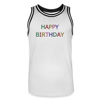 HAPPY BIRTHDAY - Maillot de basket Homme - blanc/noir - Devant - AI Model Male 185 dark (185cm)