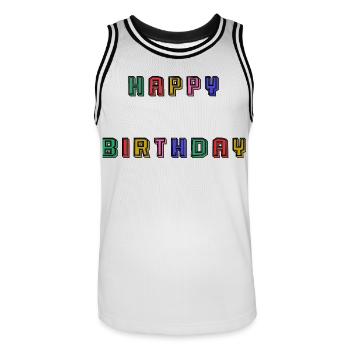 HAPPY BIRTHDAY - Maillot de basket Homme - blanc/noir - Devant - AI Model Male 185 dark (185cm)
