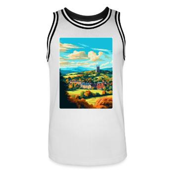 Great Malvern England Uk Reise Poster Souvenir - Männer Basketball-Trikot - Weiß/Schwarz - Vorne - AI Model Male 185 dark (185cm)
