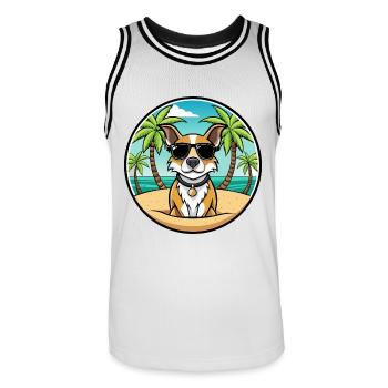 Braque Auvergne Chien Race Dessin Animé Lunettes de Soleil Plage - Maillot de basket Homme - blanc/noir - Devant - AI Model Male 185 dark (185cm)