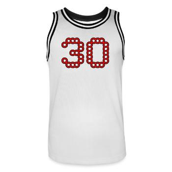 30. 30 ANS. 30e ANNIVERSAIRE. ANNIVERSAIRE 30 ANS. - Maillot de basket Homme - blanc/noir - Devant - AI Model Male 185 dark (185cm)