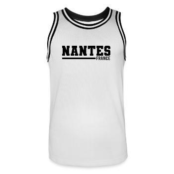 Nantes | Frankreich - Männer Basketball-Trikot - Weiß/Schwarz - Vorne - AI Model Male 185 dark (185cm)