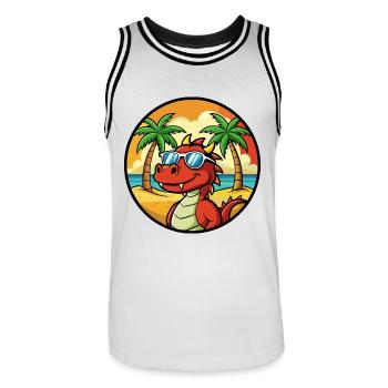 Dragon Funny Cartoon Lunettes de soleil de plage d’été cool - Maillot de basket Homme - blanc/noir - Devant - AI Model Male 185 dark (185cm)