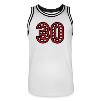 30. 30 ANS. 30e ANNIVERSAIRE. ANNIVERSAIRE 30 ANS. - Maillot de basket Homme - blanc/noir - Devant - AI Model Male 185 dark (185cm)