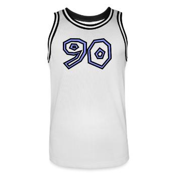 90 - Männer Basketball-Trikot - Weiß/Schwarz - Vorne - AI Model Male 185 dark (185cm)