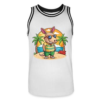 Erdferkel Lustige Cartoon Sommer Strand Sonnenbrille - Männer Basketball-Trikot - Weiß/Schwarz - Vorne - AI Model Male 185 dark (185cm)