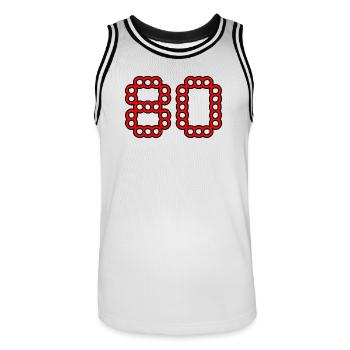 80. 80 ANS. 80e ANNIVERSAIRE. ANNIVERSAIRE 80 ANS. - Maillot de basket Homme - blanc/noir - Devant - AI Model Male 185 dark (185cm)