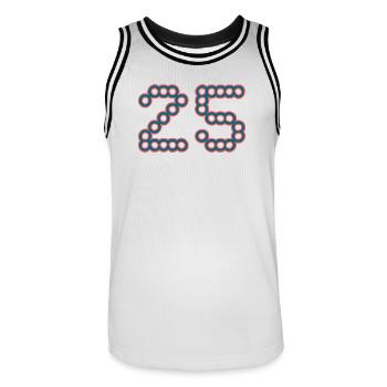 25. 25 ANS. 25e ANNIVERSAIRE. ANNIVERSAIRE 25 ANS. - Maillot de basket Homme - blanc/noir - Devant - AI Model Male 185 dark (185cm)