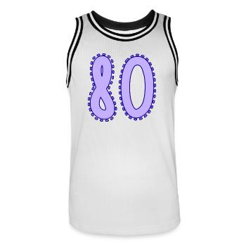 80. 80 YEARS. 80th ANNIVERSARY. 80 YEARS ANNIVERSARY. - Men's Basketball Jersey - white/black - Front - AI Model Male 185 dark (185cm)