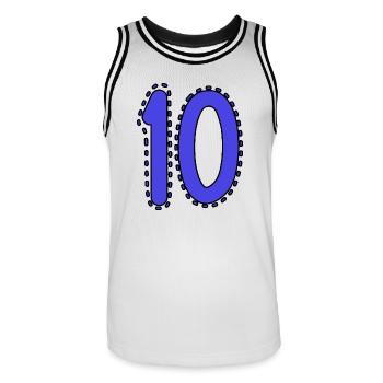 10. 10 YEARS. 10th ANNIVERSARY. 10 YEAR ANNIVERSARY. - Men's Basketball Jersey - white/black - Front - AI Model Male 185 dark (185cm)