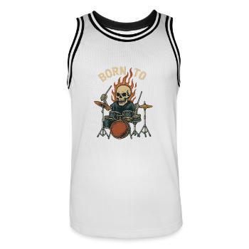 Né pour tambouriner - Maillot de basket Homme - blanc/noir - Devant - AI Model Male 185 dark (185cm)