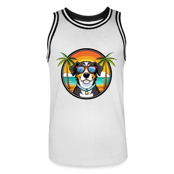 Entlebucher Sennenhund Rasse Cartoon Sonnenbrille - Männer Basketball-Trikot - Weiß/Schwarz - Vorne - AI Model Male 185 dark (185cm)