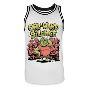 Orc-ward Silence - Men's Basketball Jersey - white/black - Front - AI Model Male 185 dark (185cm)