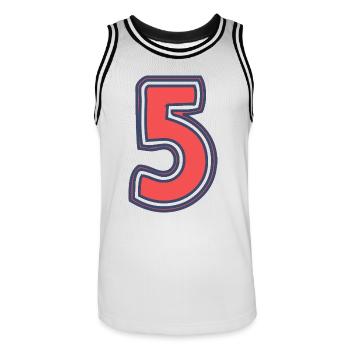 5. 5 JAHRE. 5-JÄHRIGES JUBILÄUM. 5-JÄHRIGES JUBILÄUM - Männer Basketball-Trikot - Weiß/Schwarz - Vorne - AI Model Male 185 dark (185cm)