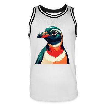 Pinguin Cartoon Figur Buntes Haustier Tier - Männer Basketball-Trikot - Weiß/Schwarz - Vorne - AI Model Male 185 dark (185cm)
