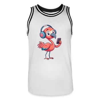 Flamingo Funny Cartoon Character Musique de casque - Maillot de basket Homme - blanc/noir - Devant - AI Model Male 185 dark (185cm)