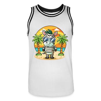Zebra Lustige Cartoon Sommer Strand Sonnenbrille - Männer Basketball-Trikot - Weiß/Schwarz - Vorne - AI Model Male 185 dark (185cm)
