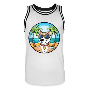 Ariege Pointer Hund Rasse Cartoon Sonnenbrille Strand - Männer Basketball-Trikot - Weiß/Schwarz - Vorne - AI Model Male 185 dark (185cm)