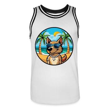 Magyar Agar Chien Race Dessin Animé Lunettes de soleil Plage - Maillot de basket Homme - blanc/noir - Devant - AI Model Male 185 dark (185cm)
