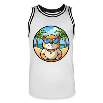 Cochon d’Inde Drôle Dessin Animé Plage Été Lunettes de soleil - Maillot de basket Homme - blanc/noir - Devant - AI Model Male 185 dark (185cm)