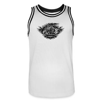 Tractor Pulling Logo - Men's Basketball Jersey - white/black - Front - AI Model Male 185 dark (185cm)