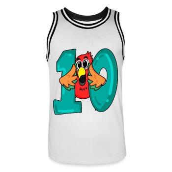 10 anniversaire - oiseau perroquet avec le numéro 10 - Maillot de basket Homme - blanc/noir - Devant - AI Model Male 185 dark (185cm)