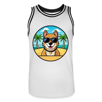 Alano Español Hunderasse Cartoon Sonnenbrille Strand - Männer Basketball-Trikot - Weiß/Schwarz - Vorne - AI Model Male 185 dark (185cm)