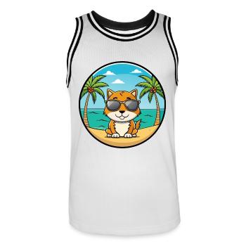 Zypern Katzenrasse Cartoon Sonnenbrille Strand - Männer Basketball-Trikot - Weiß/Schwarz - Vorne - AI Model Male 185 dark (185cm)