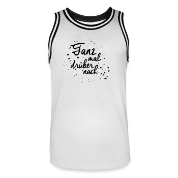 "Tanz mal drüber nach" - Männer Basketball-Trikot - Weiß/Schwarz - Vorne - AI Model Male 185 dark (185cm)