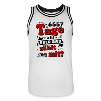Geburtstag 18 Jahre Tage alt Happy Birthday - Männer Basketball-Trikot - Weiß/Schwarz - Vorne - AI Model Male 185 dark (185cm)