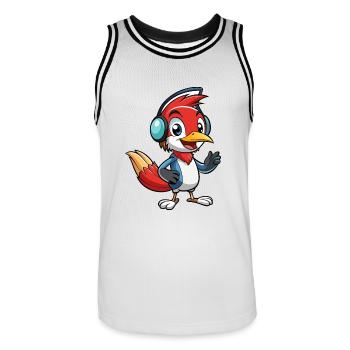 Woodpecker Funny Cartoon Character Musique de casque - Maillot de basket Homme - blanc/noir - Devant - AI Model Male 185 dark (185cm)