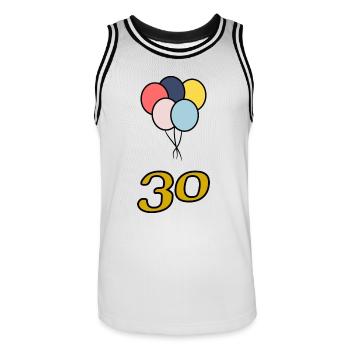 30. 30 ANS. 30e ANNIVERSAIRE. ANNIVERSAIRE 30 ANS. - Maillot de basket Homme - blanc/noir - Devant - AI Model Male 185 dark (185cm)