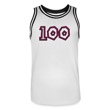 100. 100 JAHRE. 100-JÄHRIGES JUBILÄUM. GEBURTSTAG 1001 - Männer Basketball-Trikot - Weiß/Schwarz - Vorne - AI Model Male 185 dark (185cm)